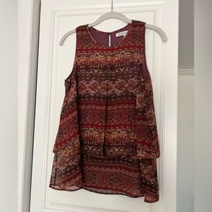 BCBGeneration XS Aztec print flowy sleeveless blouse